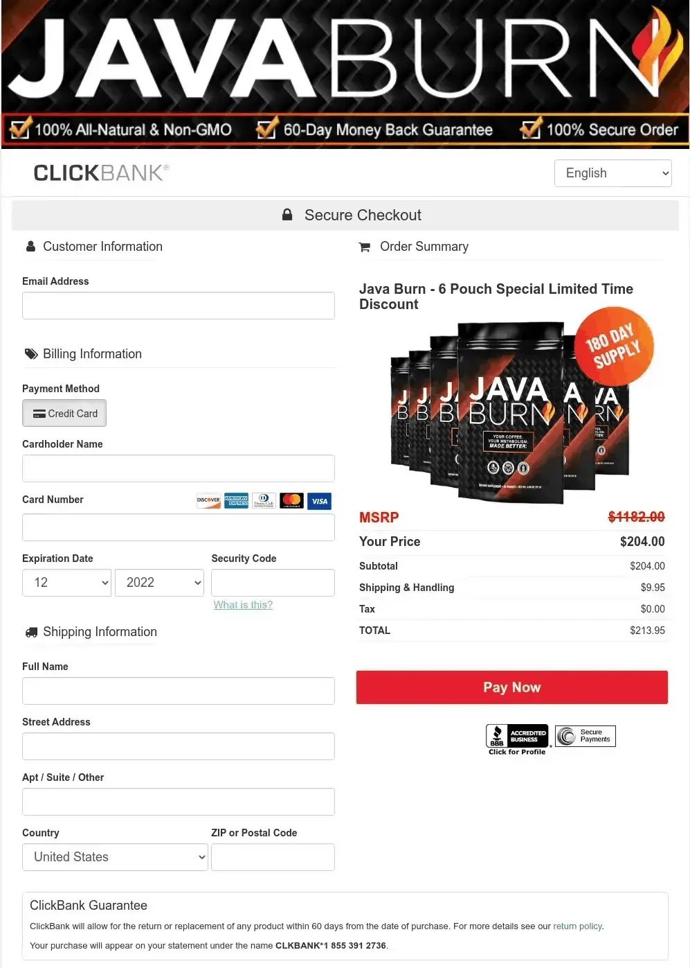 java burn order